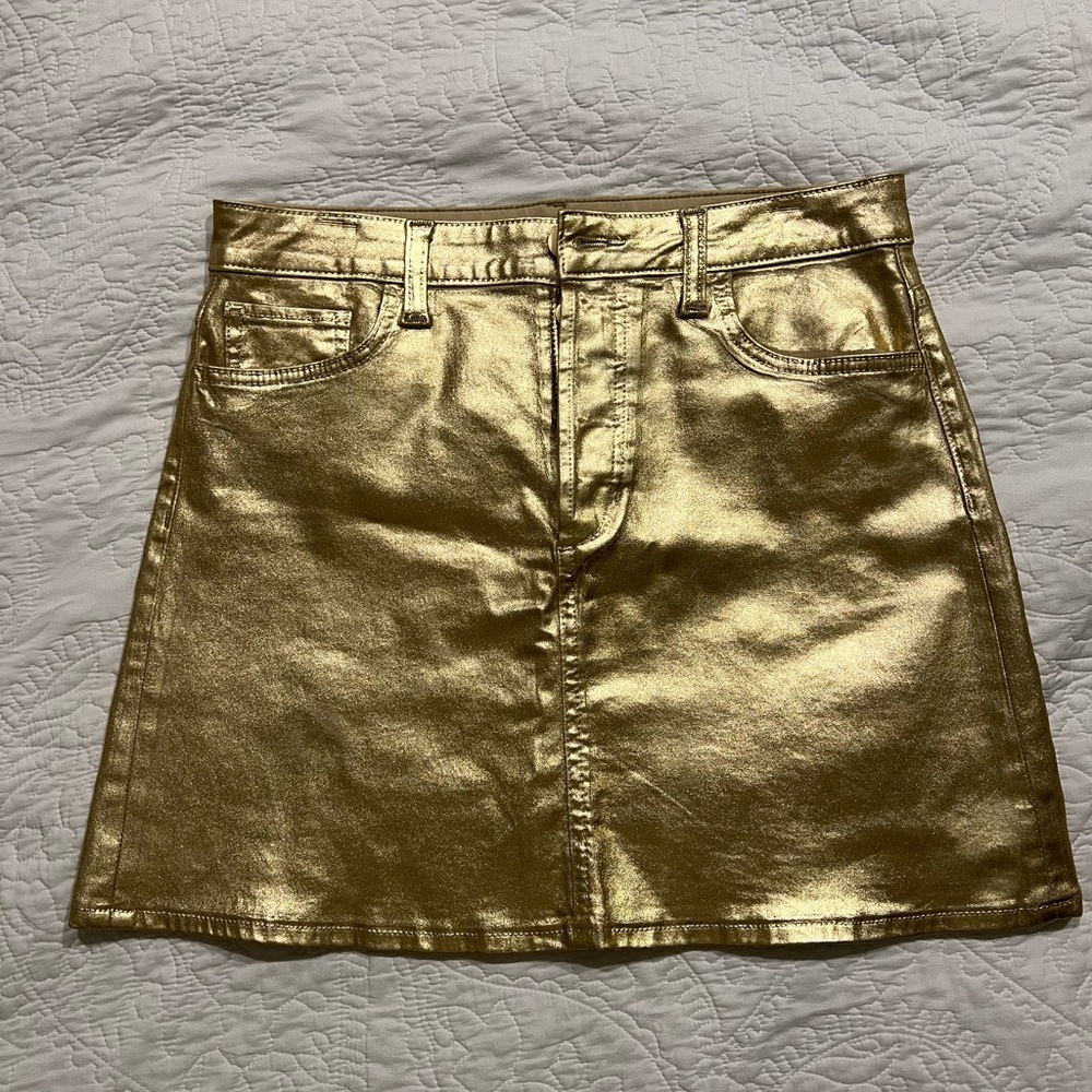 Joe's Jeans The Cara Metallic Coated Denim A-Line Mini Skirt